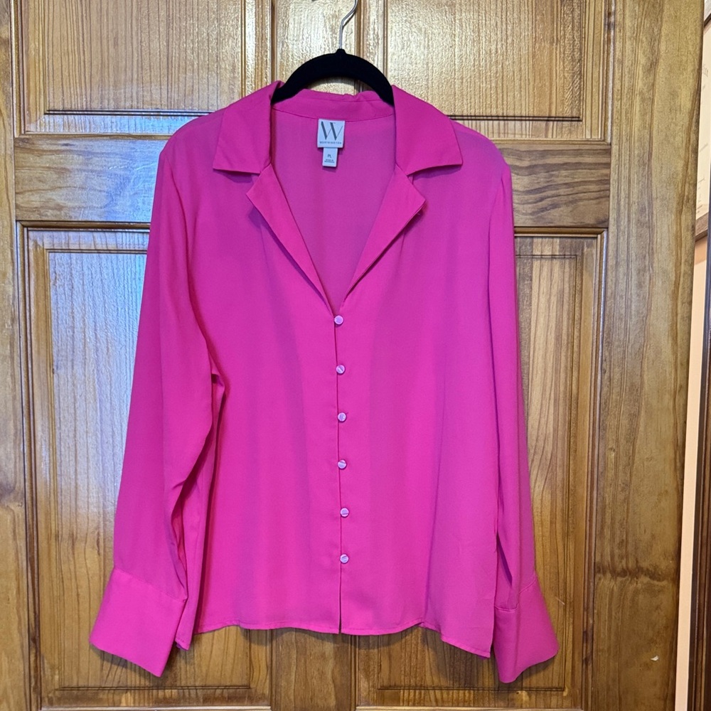 Women's Pink Button-Up Blouse